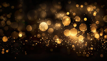 Festive Bokeh Light Background In Black And Gold Colors - Generative AI