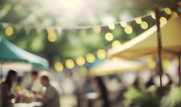 Blur Background Of Garden Festival Day In Summer - Generative AI