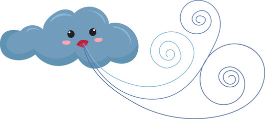 cloud blowing wind isolated vector