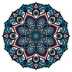 青とピンクの可愛らしいマンダラアート
