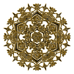 金色の装飾のある黒いオーナメントのマンダラ