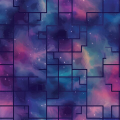 Blue Space Fractal - Infinite Nebula Seamless Pattern