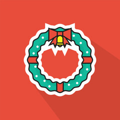Illustration of Christmas Wreath in Flat Design