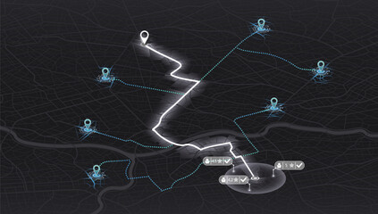 Isometric Gps map navigation to own house. City top view. View from above the map buildings. Detailed view of city. Decorative graphic tourist map. Abstract transportation background. Vector