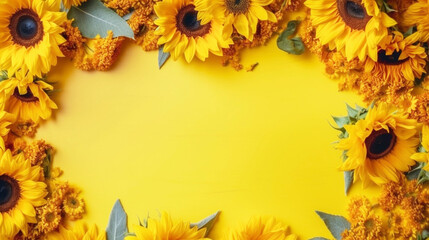 AI art  sunflower picture frame　向日葵のフレーム