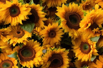 Fototapeta na wymiar Sunflower Sunflowers Flower Flowers Seamless Repeating Repeatable Texture Pattern Tiled Tessellation Background Image