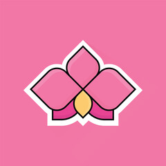 Illustration of Orchid Flower in Flat Design