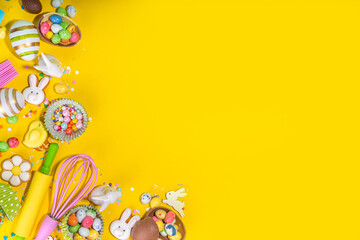 Fototapeta na wymiar High-colored Easter baking background