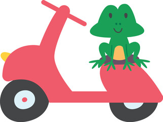 Cute frog on scooter