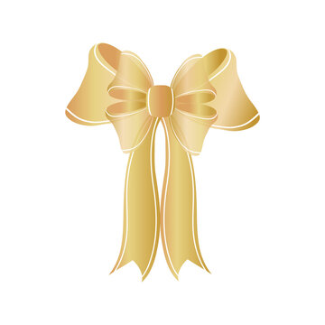 Gold bow and ribbon on gift box. Beautiful packaging for a gift and your design.