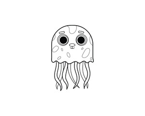 Jellyfish vector isolated outline icon. Jellyfish animal vector icon. Jellyfish icon 