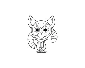 Lemur vector isolated outline icon. Lemur animal vector icon. Lemur icon 