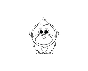 Orangutan vector isolated outline icon. Orangutan animal vector icon. Orangutan icon 