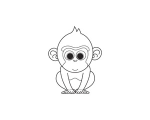 Chimpanzee vector isolated outline icon. Chimpanzee animal vector icon. Chimpanzee icon 