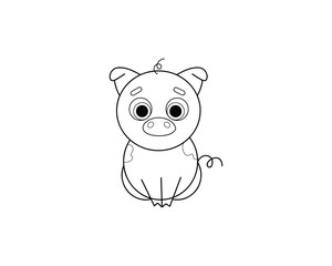 Pig vector isolated outline icon. Pig animal vector icon. Pig icon 