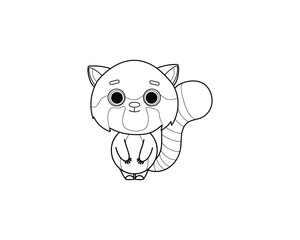 Red panda vector isolated outline icon. Red panda animal vector icon. Red panda icon 
