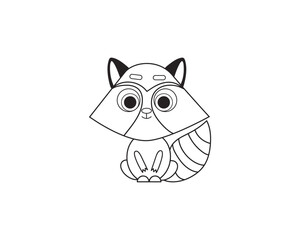 Raccoon vector isolated outline icon. Raccoon animal vector icon. Raccoon icon 