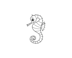 Seahorse vector isolated outline icon. Seahorse animal vector icon. Seahorse icon 