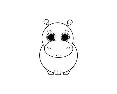 recommend clip art: Hippopotamus vector isolated outline icon. Hippopotamus animal vector icon. Hippopotamus icon 