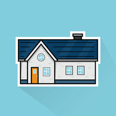 Illustration of Suburban House 1 in Flat Design