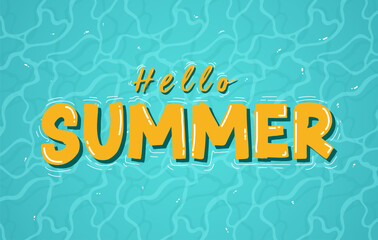 Hello summer on pool vector background. Vector illustration.