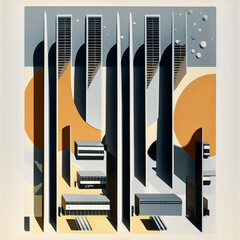 Generative Graphic Elements in Mid Century Style