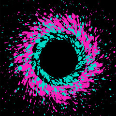 Abstract rounded swirl vivid painting splash drops style vector