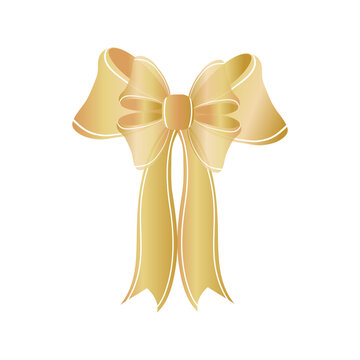 Gold bow and ribbon on gift box. Beautiful packaging for a gift and your design.Vektor