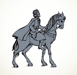 The king rides a horse. Vector drawing