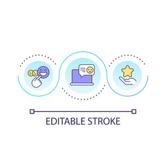 Customer feedback about product loop concept icon. Evaluation online. Digital marketing abstract idea thin line illustration. Isolated outline drawing. Editable stroke. Arial font used