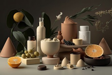 A display of handmade natural beauty products, featuring locally sourced ingredients and unique formulations. Generated by AI.