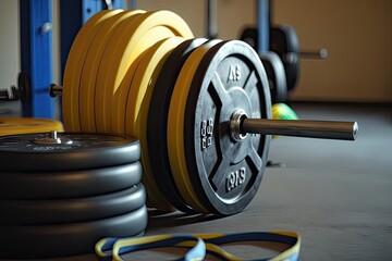 A collection of weightlifting equipment, featuring a power rack, a cable machine, and a leg press, set against the backdrop of a hardcore gym. Generated by AI.