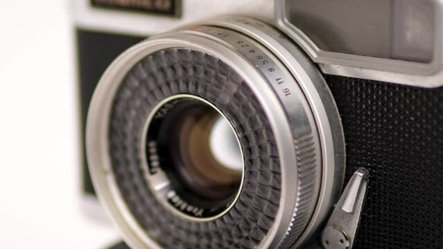 vintage analogic film camera details. Yashica film roll photographic camera.