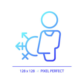 Gender neutral toilet pixel perfect gradient linear vector icon. Free access to water closet. Restroom for visitors. Thin line color symbol. Modern style pictogram. Vector isolated outline drawing