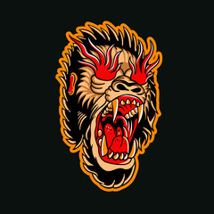 Hand drawn illustration of gorilla vector design © ydhckll