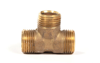 Brass fitting for plumbing pipes, T adapter