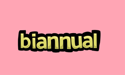 biannual writing vector design on a pink background