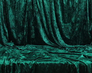 bright crumpled green velvet background