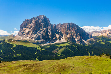 mountain landscape with blue sky and clouds