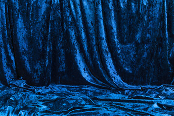 bright crumpled blue velvet background