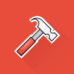 Illustration of Hammer in Flat Design