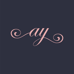 AY initial handwriting logo template vector illustration Background design.