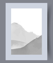Naklejka na ściany i meble Landscape mountains soothing ecology wall art print. Wall artwork for interior design. Printable minimal abstract mountains poster. Contemporary decorative background with ecology.