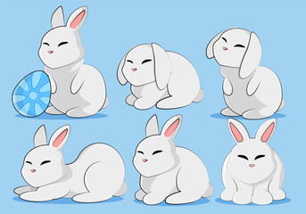 set of cute bunnies for easter celebration