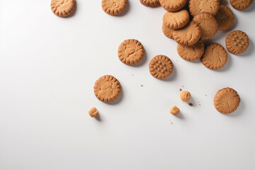 chocolate chip cookies. white background. generative ai