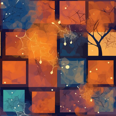 Nebular Autumnal Odyssey - Abstract Autumn Nebula Seamless Pattern