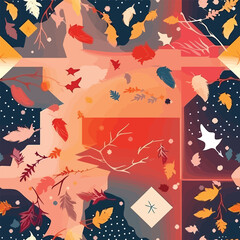 Cosmic Autumnal Kaleidoscope - Abstract Autumn Nebula Seamless Pattern
