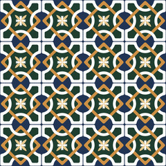 Fototapeta premium Abstract Geometric Italian Tile Style Vector Seamless Pattern Trendy Fashion Colors Perfect for Allover Fabric Print or Wrapping Wall Paper
