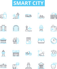 Smart city vector line icons set. Smart, City, Intelligent, Sustainable, Technology, Automation, Network illustration outline concept symbols and signs