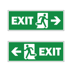 exit sign with man running and exit text